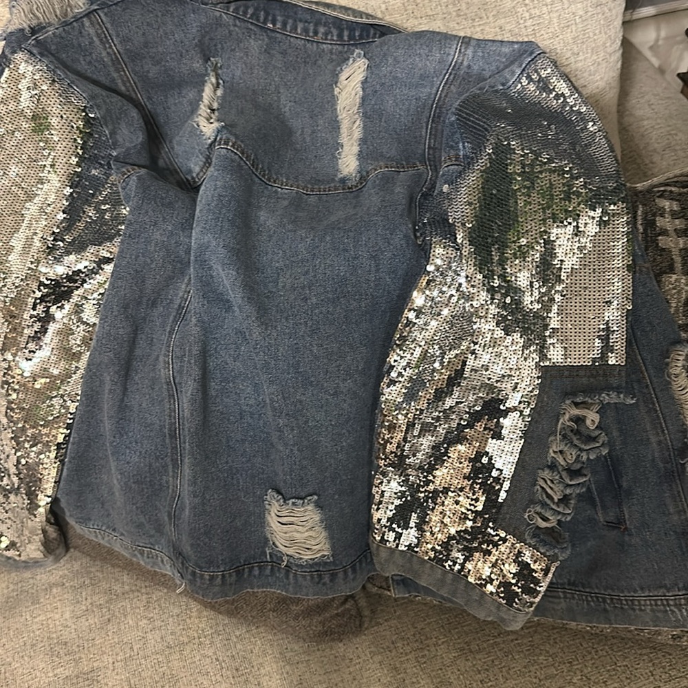 Unique Size Large Denim Macron Jacket - image 8